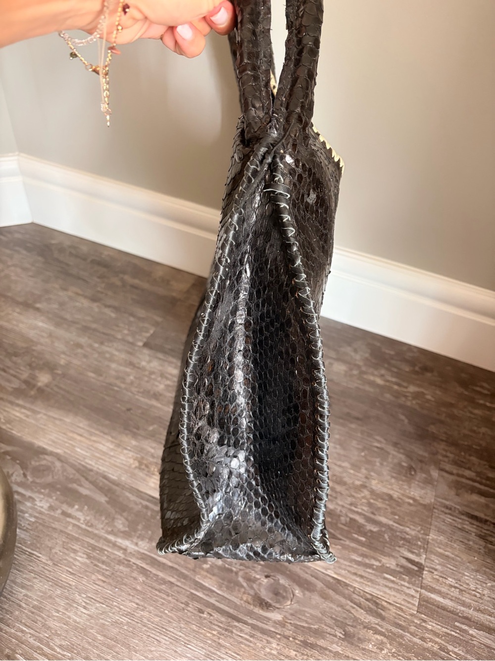 Large Handmade Python skin Hobo Bag - Picture 5 of 15